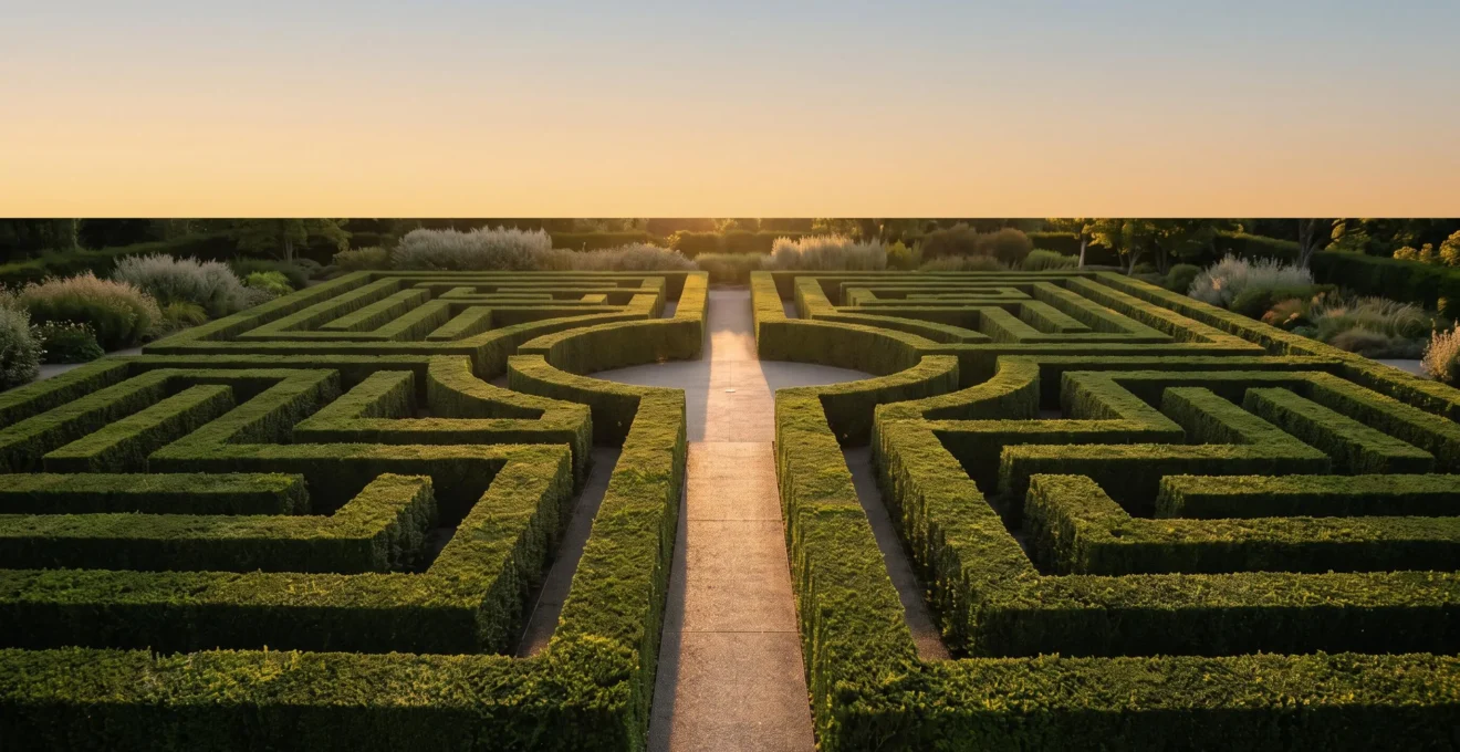 Représentation symbolique d'une arborescence de site web organisée comme un réseau de chemins clairs menant à une porte lumineuse, illustrant une architecture de l'information intuitive