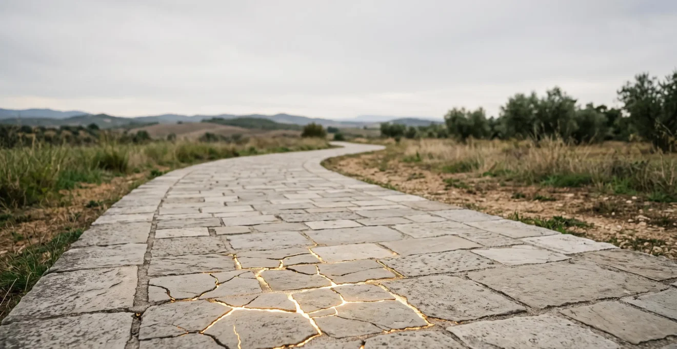 Loupe editoriale revelant des fissures lumineuses invisibles sur un chemin representant les frictions qui freinent la conversion