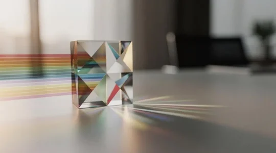 Représentation visuelle abstraite symbolisant la transformation de données complexes en information mémorisable