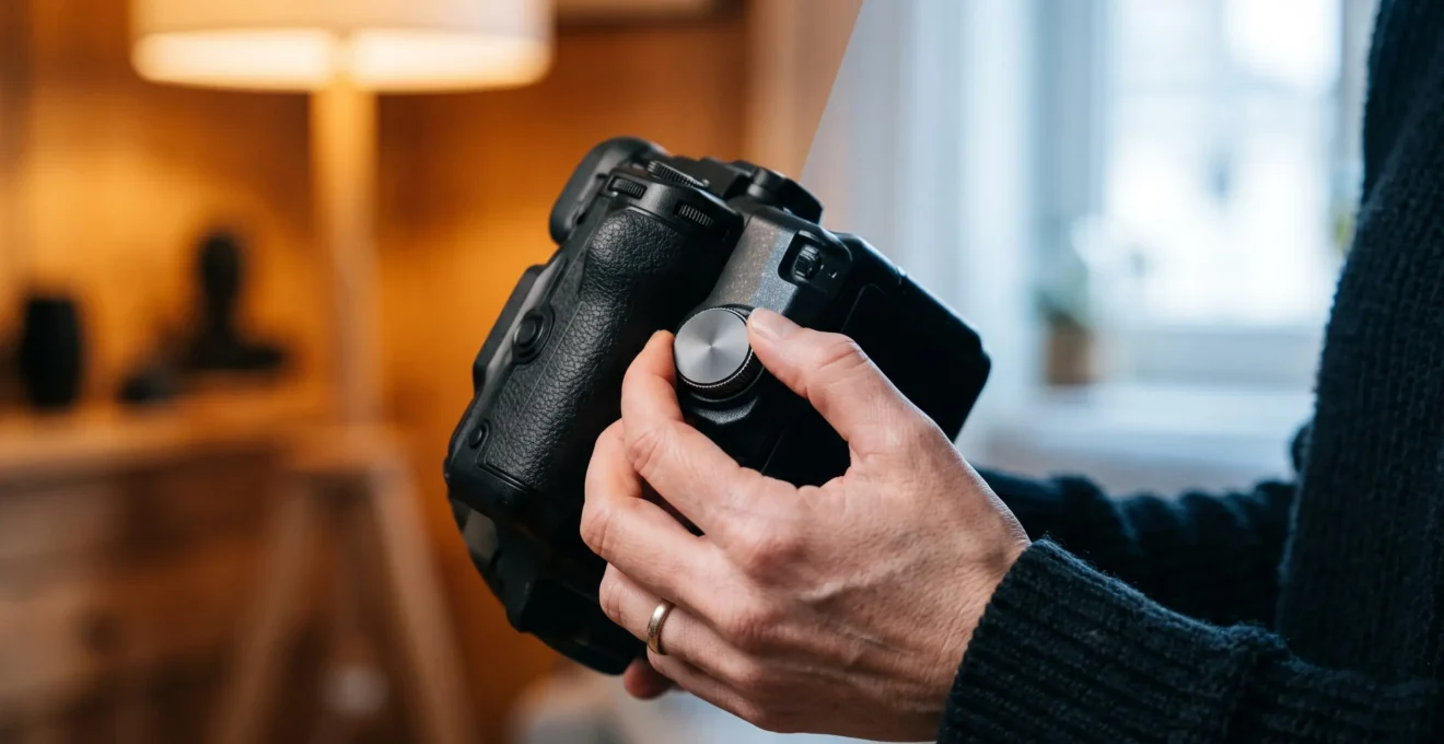 Photographe ajustant la balance des blancs de son appareil photo entre une lumière chaude et une lumière froide pour obtenir des couleurs naturelles